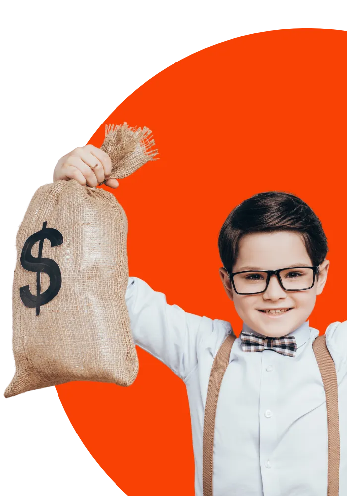 Happy Child with Money Bag